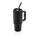 Bouteille isotherme en acier inoxydable recyclé avec paille de 900 ml couleur noir