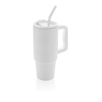 Bouteille isotherme en acier inoxydable recyclé avec paille de 900 ml couleur blanc