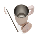 Bouteille isotherme en acier inoxydable recyclé avec paille de 900 ml couleur rose neuvième vue