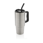 Bouteille isotherme en acier inoxydable recyclé avec paille de 900 ml couleur argenté