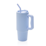 Bouteille isotherme en acier inoxydable recyclé avec paille de 900 ml couleur bleu ciel
