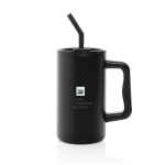 Tasse isotherme élégante en acier inoxydable recyclé de 800 ml couleur noir vue avec logo