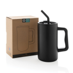 Tasse isotherme élégante en acier inoxydable recyclé de 800 ml couleur noir vue avec boîte