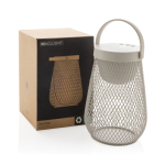 Lampe de bureau en plastique recyclé avec 3 modes de luminosité IPX4 couleur gris vue avec boîte
