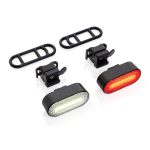 Ensemble de lumières de vélo en plastique recyclé, 5 modes d'éclairage couleur noir troisième vue