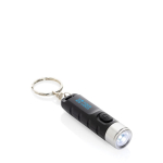 Lampe de poche avec porte-clés plastique recyclé 3 modes d'éclairage couleur noir avec zone d'impression