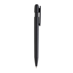 Stylo en plastique recyclé avec écriture de 1 km et encre bleue couleur noir troisième vue