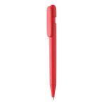 Stylo en plastique recyclé avec écriture de 1 km et encre bleue couleur rouge