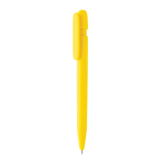 Stylo en plastique recyclé avec écriture de 1 km et encre bleue couleur jaune