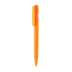 Stylo en plastique recyclé avec écriture de 1 km et encre bleue couleur orange