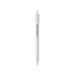Stylo anti-stress en plastique recyclé avec encre bleue Dokumental® couleur blanc avec zone d'impression