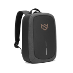 Sac à dos antivol en RPET imperméable avec protection RFID de 16” couleur noir vue avec logo