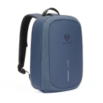 Sac à dos antivol en RPET imperméable avec protection RFID de 16” couleur bleu marine vue avec logo