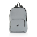 Sac à dos pliable en RPET léger avec compartiment frontal couleur gris vue avec logo