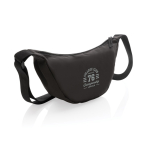 Sac bandoulière réglable en polyester recyclé avec grand compartiment couleur noir vue avec logo