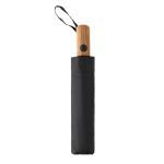 Mini parapluie automatique en RPET avec poignée en bois Ø97 couleur noir troisième vue