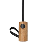 Mini parapluie automatique en RPET avec poignée en bois Ø97 couleur noir quatrième vue