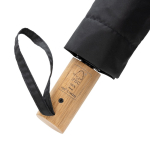 Mini parapluie automatique en RPET avec poignée en bois Ø97 couleur noir cinquième vue