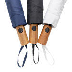 Mini parapluie automatique en RPET avec poignée en bois Ø97 couleur noir vue générale