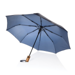 Mini parapluie automatique en RPET avec poignée en bois Ø97 couleur bleu marine