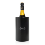 Seau à glace en acier inoxydable recyclé pour bouteilles de vin couleur noir vue avec logo