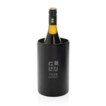 Seau à glace en acier inoxydable recyclé pour bouteilles de vin couleur noir avec zone d'impression