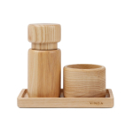 Ensemble sel et poivre avec design scandinave en bois de frêne couleur marron