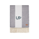 Plaid doux et confortable en Polylana® avec motif à rayures classique couleur gris vue avec logo