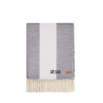 Plaid doux et confortable en Polylana® avec motif à rayures classique couleur gris avec zone d'impression
