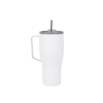 Bouteille isotherme en acier inoxydable recyclé avec paille de 800 ml couleur blanc