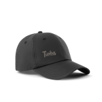 Casquette RPET à 6 panneaux avec fermeture à boucle réglable 85 g/m² couleur noir vue avec logo
