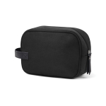 Trousse de toilette en polyester recyclé au toucher doux avec poignée couleur noir