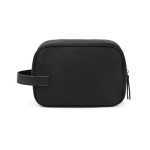 Trousse de toilette en polyester recyclé au toucher doux avec poignée couleur noir deuxième vue