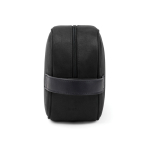 Trousse de toilette en polyester recyclé au toucher doux avec poignée couleur noir troisième vue
