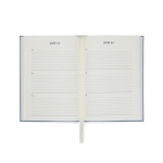 Carnet en papier recyclé avec marque-page, feuilles lignées A5 couleur bleu deuxième vue