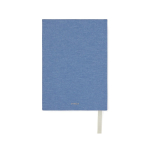 Carnet en papier recyclé avec marque-page, feuilles lignées A5 couleur bleu troisième vue
