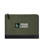 Housse pour PC en polyester recyclé avec poche intérieure de 14” couleur vert avec zone d'impression