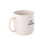 Tasse en céramique pour café, finition mate et effet rustique 90 ml couleur blanc cassé image avec logo