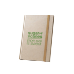 Carnet en canne à sucre, couverture rigide et feuilles lignées A5 couleur naturel image avec logo