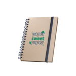 Carnet spirales, couverture rigide en canne à sucre, papier ligné A5 couleur bleu image avec logo