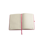 Carnet en RPET 100 % avec coins arrondis et feuilles lignées format A5 couleur rose troisième vue