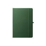 Carnet en RPET 100 % avec coins arrondis et feuilles lignées format A5 couleur vert foncé première vue