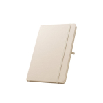 Carnet en RPET 100 % avec coins arrondis et feuilles lignées format A5 couleur blanc cassé