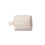 Pochette en matériaux recyclés avec doublure et poignée latérale. couleur beige première vue