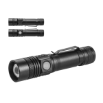 Lampe de poche rechargeable en alu avec 4 modes d'éclairage et zoom diverses couleurs