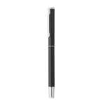 Ensemble stylo et roller aluminium recyclé avec encre bleue et noire couleur noir deuxième vue
