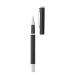 Ensemble stylo et roller aluminium recyclé avec encre bleue et noire couleur noir troisième vue