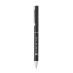 Ensemble stylo et roller aluminium recyclé avec encre bleue et noire couleur noir image avec logo