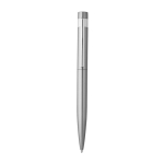 Stylo en acier inoxydable recyclé avec clip et encre bleue couleur argenté mat première vue