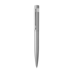 Stylo en acier inoxydable recyclé avec clip et encre bleue couleur argenté mat deuxième vue